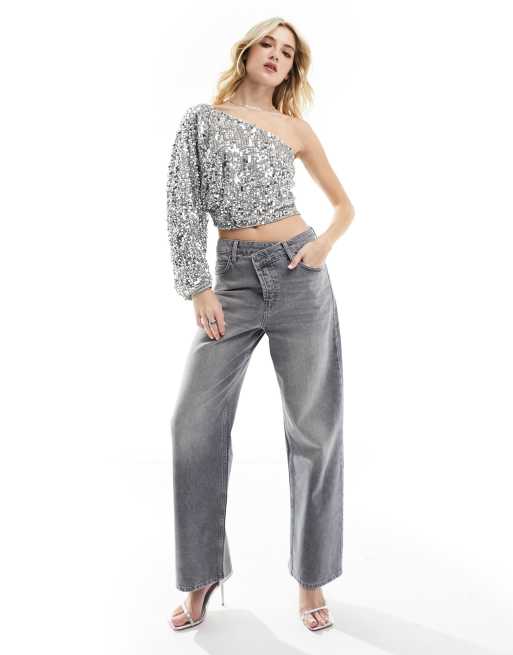 LIKELY - NWT - Silver tie Shoulder Crop Top - hotsell Size S