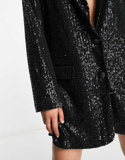 Sequined oversized blazer in black - Rotate