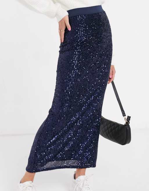 Sequin maxi sale skirt navy