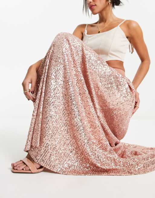 Pleated midi clearance skirt rose gold