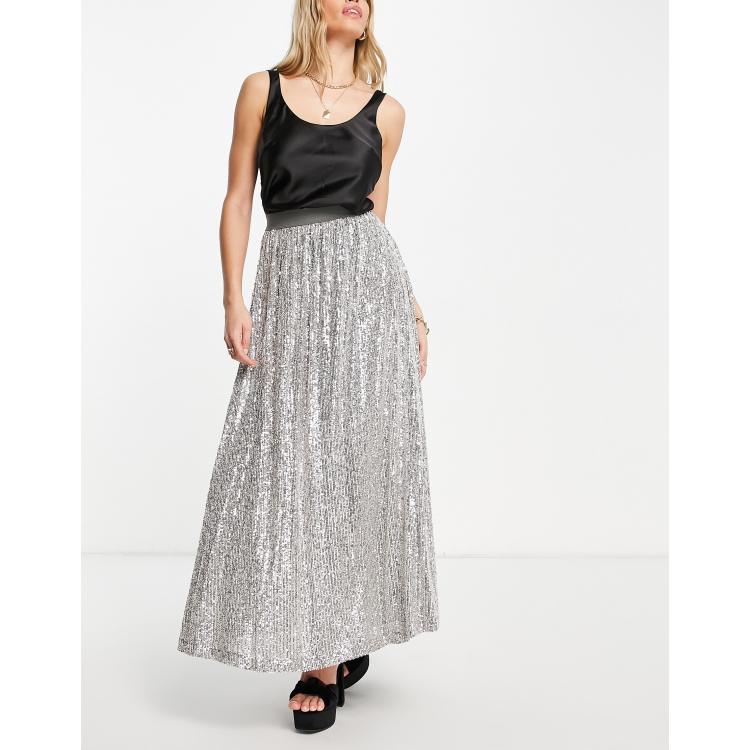 Asos pleated 2025 sequin midi skirt