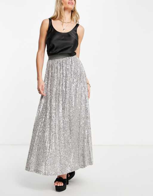 Silver sequin shop skirt asos