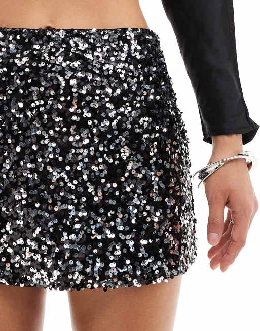 ASOS DESIGN sequin skort in black ASOS