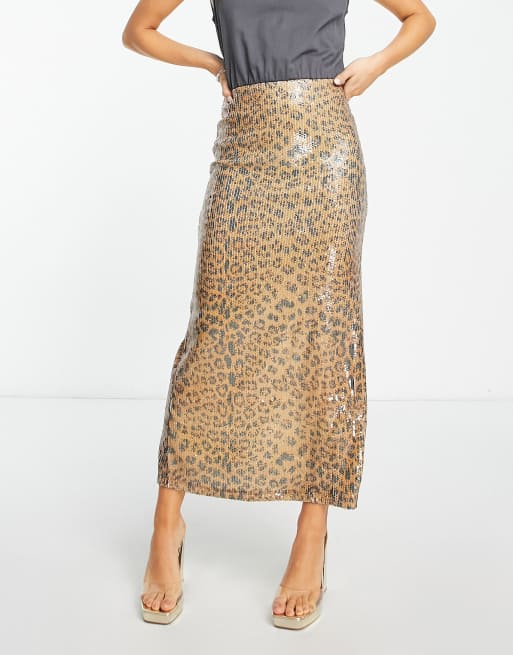 ASOS DESIGN sequin sleeveless 2 in 1 midi dress in charcoal and