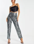 ASOS DESIGN sequin slouchy pants in gunmetal-Grey