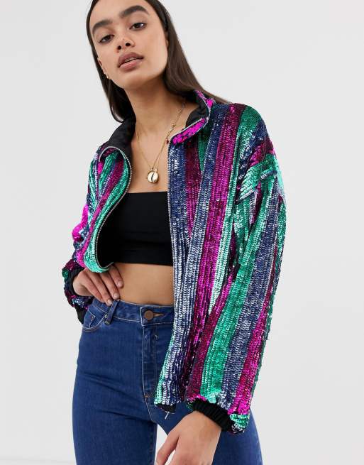 Asos sequin clearance bomber jacket