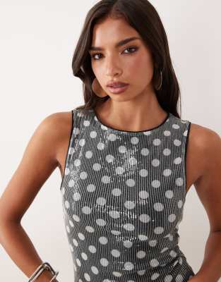 Asos Design Sequin Tank Top In Multi