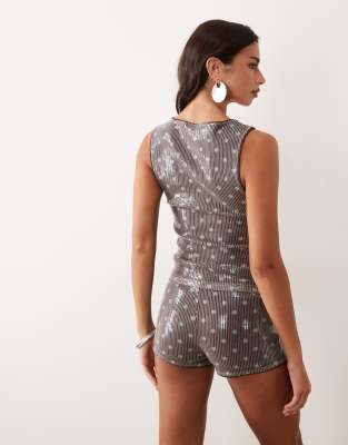 Asos Design Sequin Tank Top In Multi
