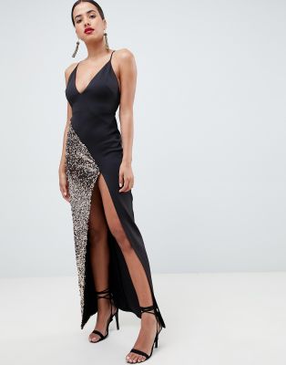 sequin split maxi dress