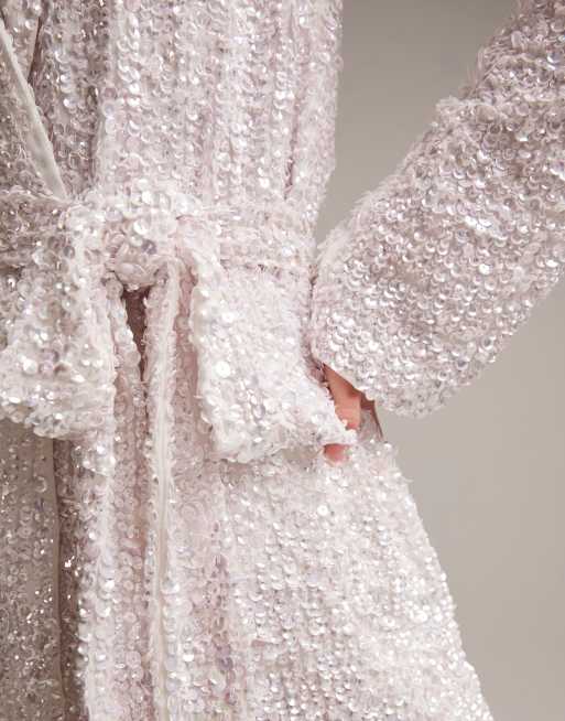 ASOS DESIGN sequin tie front wedding blazer in , 5 of 6