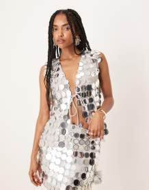 ASOS DESIGN embellished sequin mini skirt in silver - part of a set