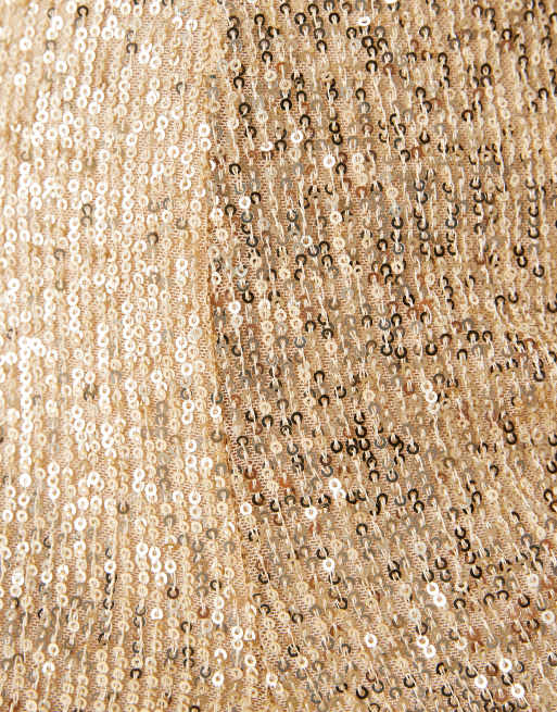 ASOS DESIGN sequin wide leg pants in gold (part of a set), 2 of 5