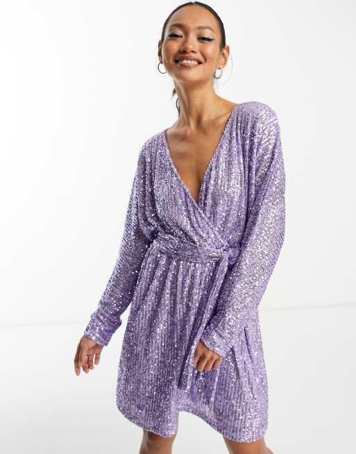 Asos sequin wrap dress on sale