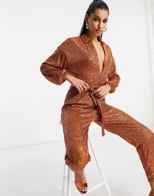 Sequin store jogger jumpsuit