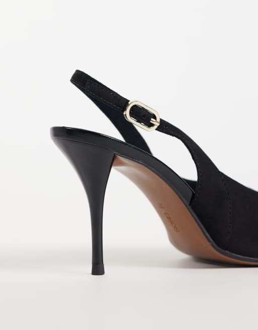 ASOS DESIGN Serena slingback stiletto heels in black suedette, 4 of 4