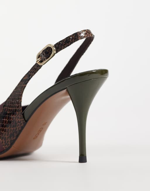 ASOS DESIGN Serena slingback stiletto heels in burgundy mix, 4 of 4