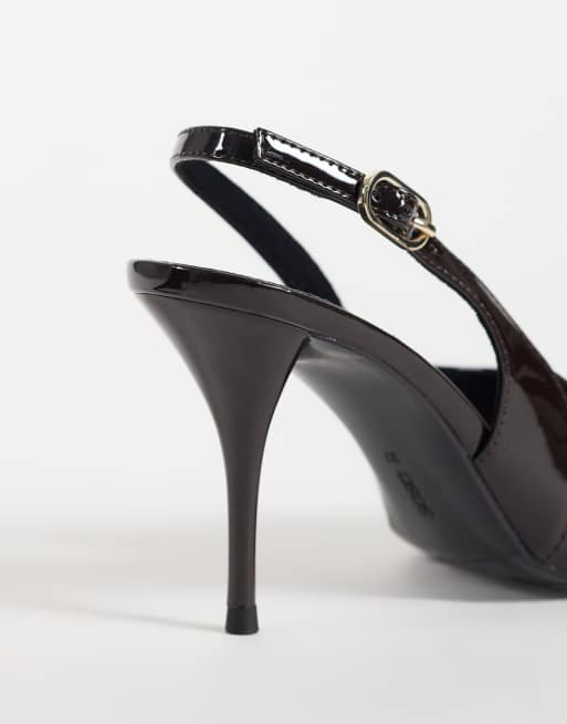 ASOS DESIGN Serena Slingback-Stilettos in Schokobraun Lack, 4 von 4