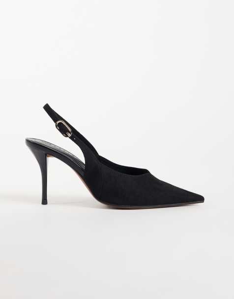ASOS DESIGN Serena slingback stiletto's in zwart suedette - view 1