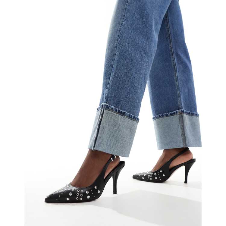 Studded 2024 pointed slingbacks