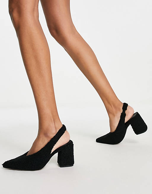 Women Heels/Serina slingback block heeled shoes in black 