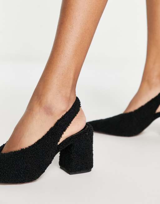 Black block heel clearance sling back shoes