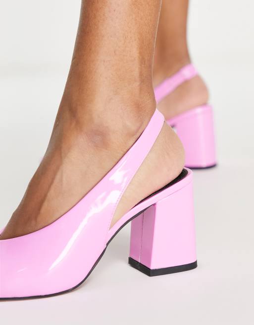 ASOS DESIGN Serina slingback block heeled shoes in lilac