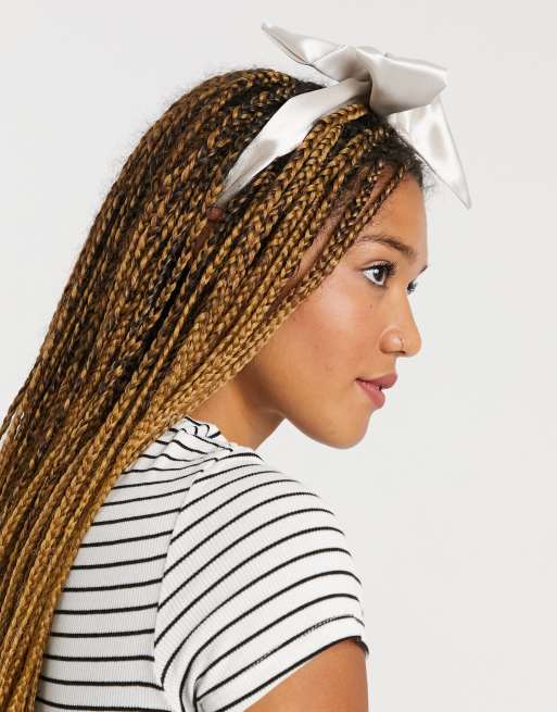 ASOS DESIGN - Serre-tête à nœud en satin - Gris, 4 de 4