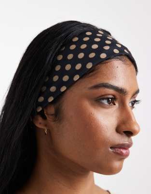 Serre-tête à pois - Noir et beige-Multicolore