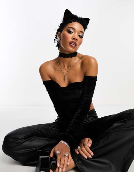 ASOS DESIGN - Serre-tête avec oreilles de chat en fausse fourrure - Noir, 3 de 4