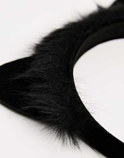 ASOS DESIGN - Serre-tête avec oreilles de chat en fausse fourrure - Noir, 4 de 4