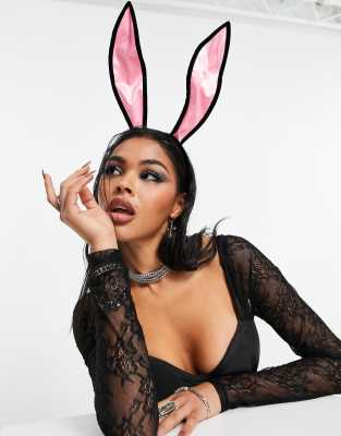 Serre-tête Oreilles De Lapin Abeillo - Peluche Blanc Et Rose - Pour Pâques, Cosplay, Fête - Enfants/Adultes