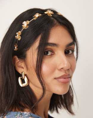 ASOS DESIGN - Serre-tête en métal à fleurs - Doré