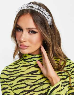 ASOS DESIGN multi row headband in clear crystal beads - ASOS Price Checker