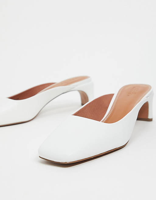 ASOS DESIGN Sesame leather heeled mules in white