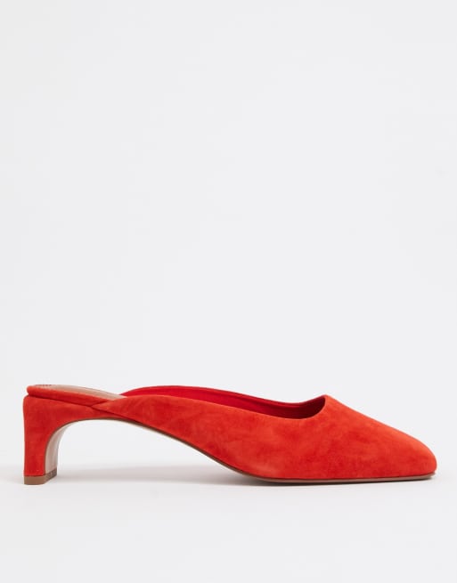 Red suede mules store heels