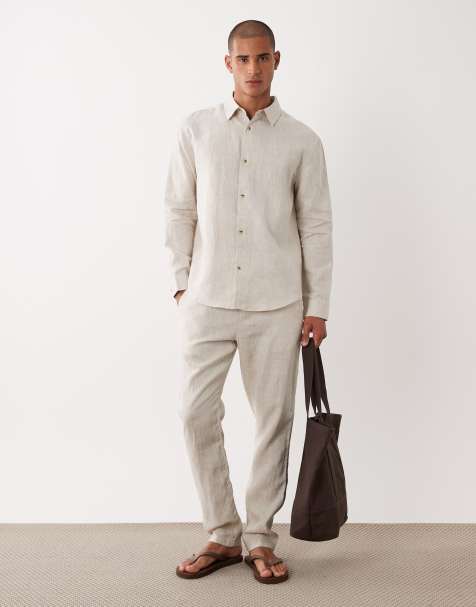 ASOS DESIGN – Set aus 100% Leinen in Steinbeige - view 1