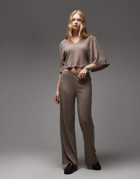 ASOS DESIGN – Set aus gebürstetem Stoff in Braun mit weicher Haptik - view 1