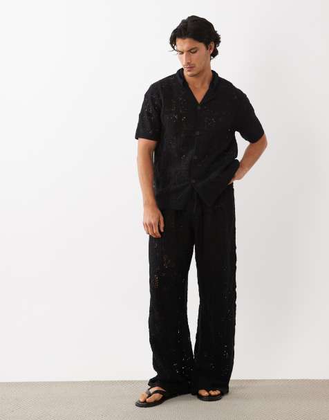 ASOS DESIGN – Set aus Häkelstrick in Schwarz - view 1