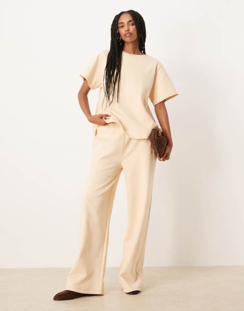 ASOS DESIGN – Set aus Interlock-Stoff in Cremeweiß - view 1