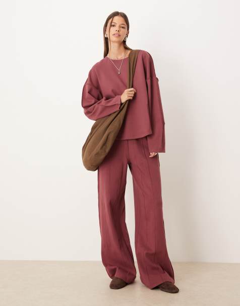 ASOS DESIGN – Set aus Interlock-Stoff in dunklem Rosé - view 1