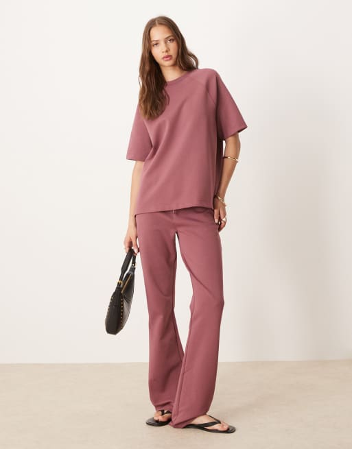ASOS DESIGN – Set aus Interlock-Stoff in Wild Ginger und Burgunderrot
