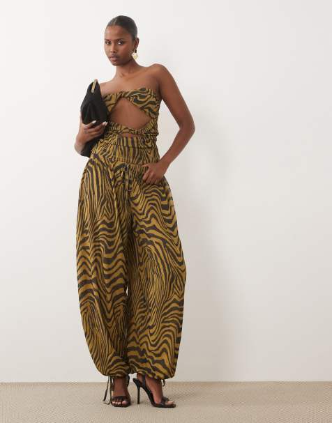 ASOS DESIGN – Set aus Netzstoff mit Ballonhose mit Zebramuster - view 1