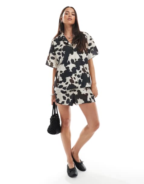ASOS DESIGN – Set aus Satin mit Kuhprint - view 1