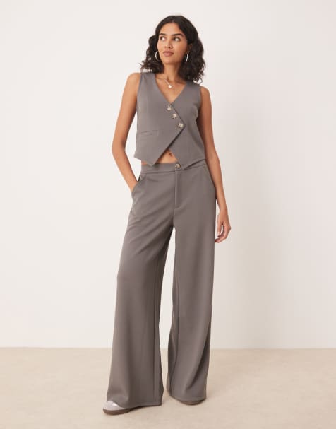 ASOS DESIGN – Set aus Westen-Top und Hose in Dunkelgrau - view 1