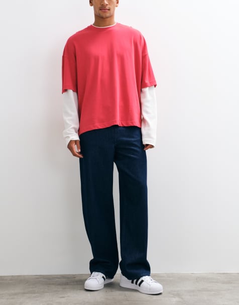 ASOS DESIGN set baggy jeans in raw indigo - view 1