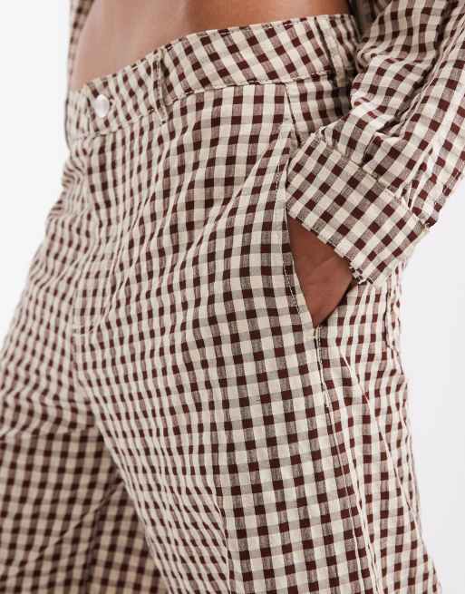 ASOS DESIGN set ballongbyxor i brun gingham, 2 av 5