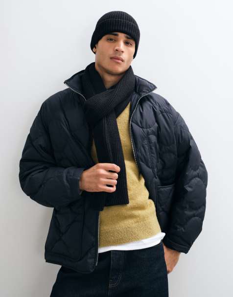 ASOS DESIGN set berretto a coste e sciarpa nero - view 1