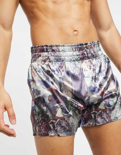 ASOS DESIGN set boxer short in printed satin