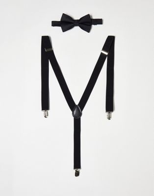 ASOS DESIGN bow tie and braces set in black - ASOS Price Checker