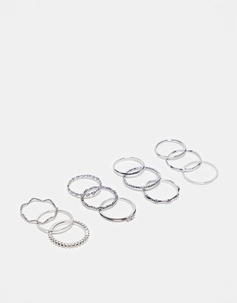 ASOS DESIGN - Set da 12 anelli argento con dettagli e incisioni - view 1